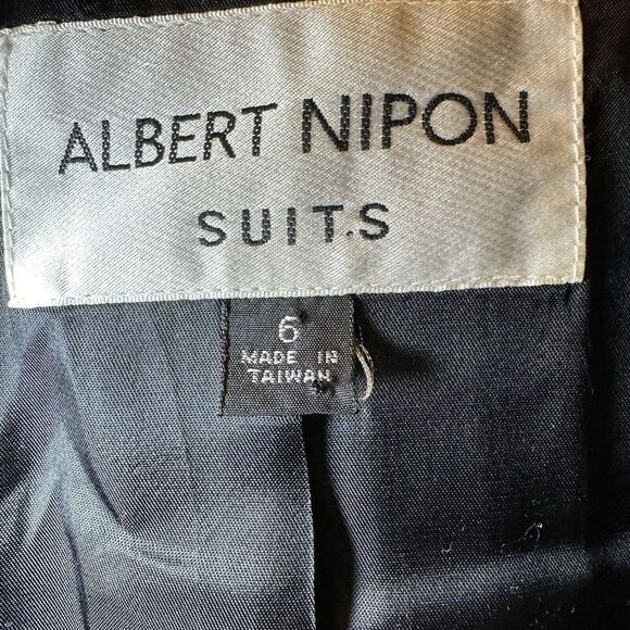 Albert Nipon Womens Jacket Blazer Size 6 Black White Plaid - Picture 6 of 6